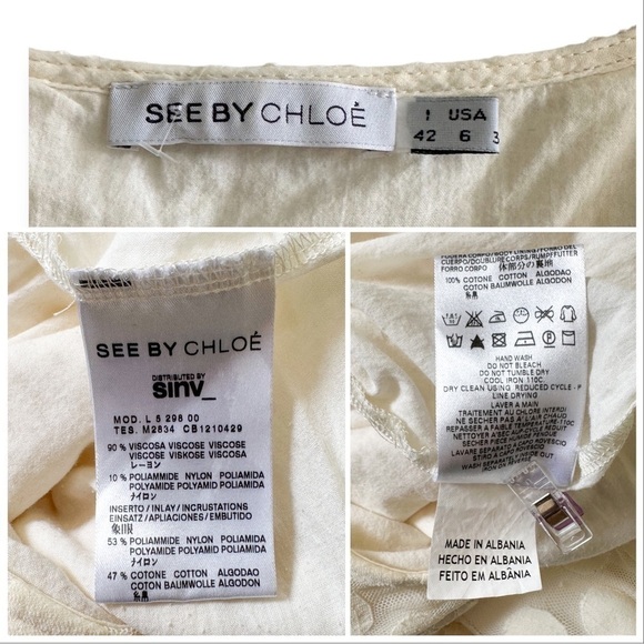 See By Chloe‎ Ivory Lace Mini Dress Size 6 - Picture 10 of 12